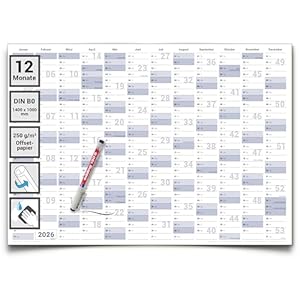 Gigatime Abwischbarer XXL Jahresplaner Wandkalender 2026