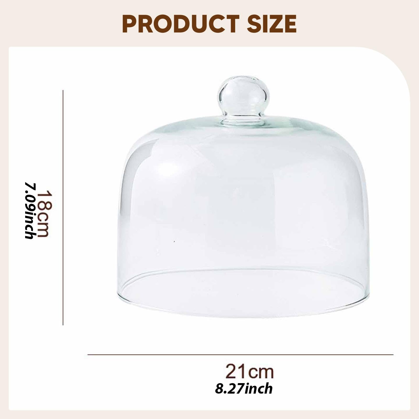 perfk Cloche à gâteau en Verre réutilisable et antipoussière, idéale pour présenter Un Dessert Lors d'un ou d'un Buffet de Fruits, 18cmx21cm
