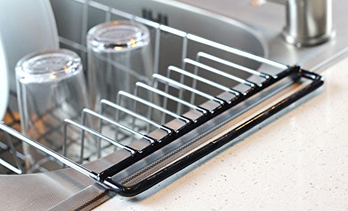 Neat-O Over-The-Sink Kitchen Dish Drainer Rack, Durable Chrome-Plated Steel (Black) - Thumbnail 3