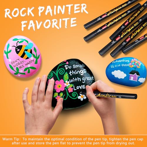 Image of Acrylic Paint Pens Markers, 6 Pc Black Dual Tips Waterproof Paint Markers