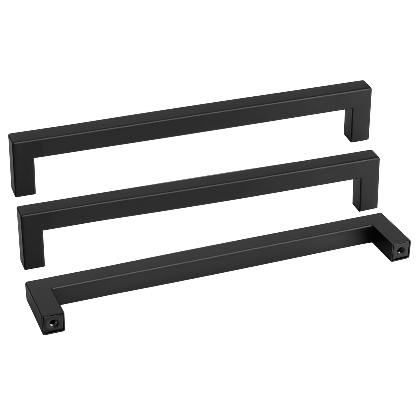 Goldenwarm 50 Pack 11-1/3 Inch Black Cabinet Handles Matte Black Drawer Pulls Stainless Steel Cabinets Hardware Square Bar Modern for Kitchen Bathroom