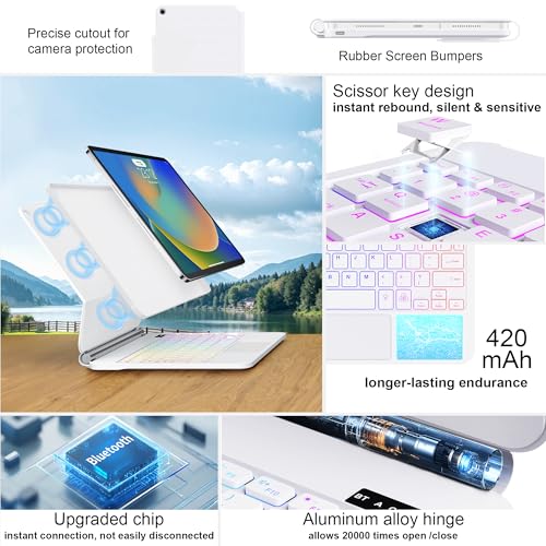 Image of for iPad 9th Generation Case with Keyboard,Magic Style Keyboard Case for iPad 9th /8th /7th Gen 10.2 inch - Floating Cantilever Magnetic Stand Multi-Touch Trackpad (White)