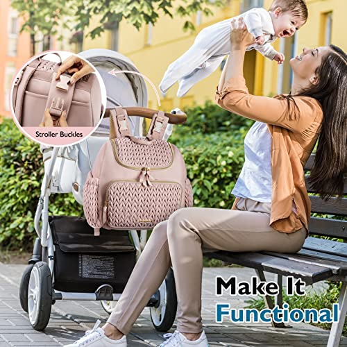 Mommore Diaper Bag Small Diaper Backpack Stylish Baby Maternity Bags Travel Backpacks With Insulated Pockets, Changing Pad, Stroller Straps #TOP1