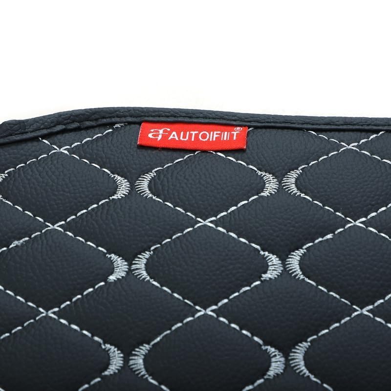 Image of 3 Layer Heat /Water Proof PU Leatherite Car Trunk /Boot /Dicky Mat for (Black and Silver Leather, TATA CURVV)