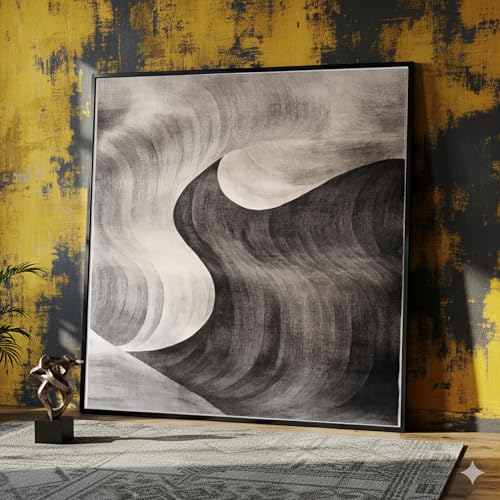 Toile noire et blanche vagues pour habiller un mur vide