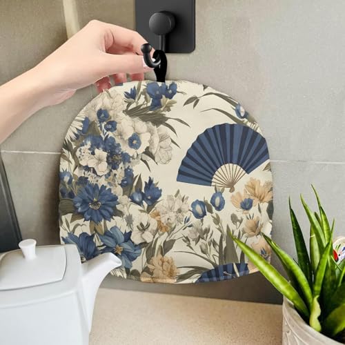 Image of Retro Flowers Tea Cozy for Teapot Insulated Soft Tea Cup Warmer Cozy for Party Kitchen Accessory Retro Fans Kettle Kitchen Dust Cover,Women