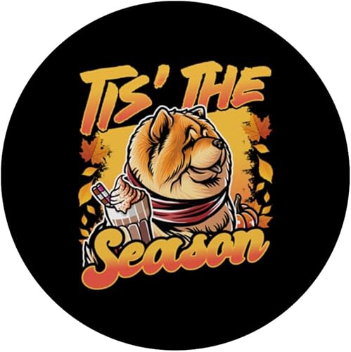 Miniatura 3 de Chow Chow Dog Scarf Pumpkin Happy Thanksgiving PopSockets Standard PopGrip