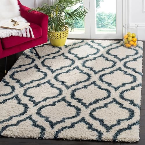 Image of Carpet for Hallway, Kitchen, and Modern InteriorsCarpetCozy Shag Runner for Living Room, Bedroom & Office Decor ETC Size 6x9 feet, Patten-Solid Ivory Blue iii