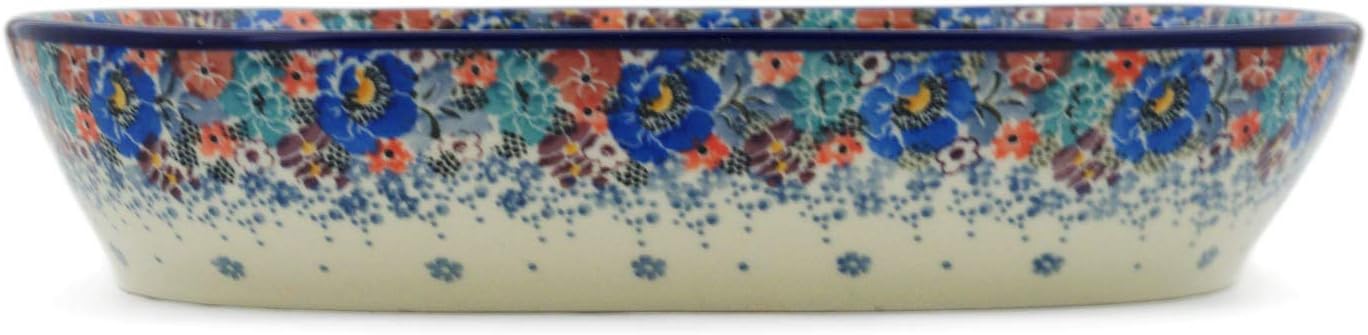 Polmedia Polish Pottery Platter 12-inch UNIKAT - Autumn Bunch Pattern Handmade in Boleslawiec Poland by Ceramika Artystyczna + Certificate of Authenticity
