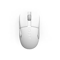NZXT Lift Elite Wireless Gaming Mouse – Ultra leggero 57 g – 4K, 8K Polling Rates, Switch ottici, Sensore ottico 26K DPI – Lunga durata della batteria – Grip laterali in gomma – Bianco
