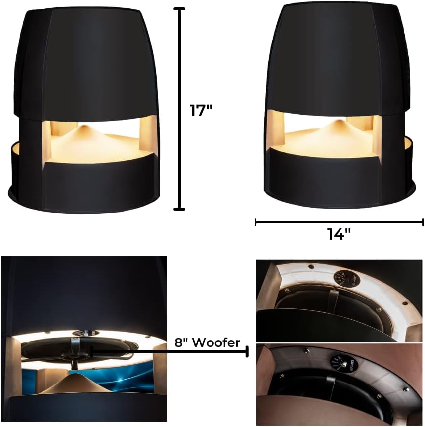 OSD Forza Lum Omni 360° Speaker & LED Path Light, 8" - 200W Full Range Speaker, 800 Lumens Cool LED Lights, IP65 Bronze Enclosure