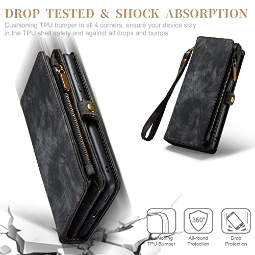 Asuwish Phone Case For Samsung Galaxy S20 Ultra Glaxay S20Ultra 5G Zipper Wallet Cover With Tempered Glass Screen Protector And Flip Card Holder Cell Accessories Gaxaly 20S S 20 A20 20Ultra G5 Black #TOP6