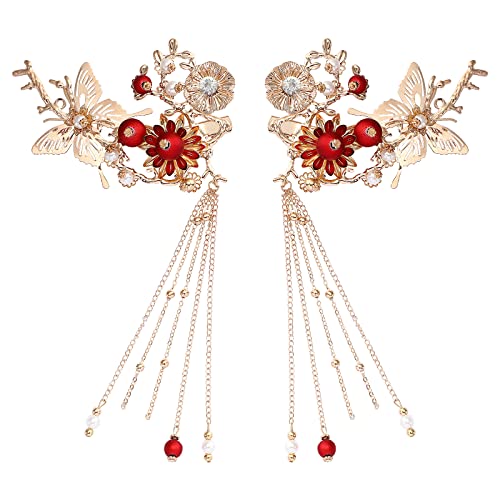 Lurrose Japanese Hairpins Butterfly Tassel Kimono Kanzashi Bobby Pins Hair Clip Hair Ornament Accessory for Traditional Clothes Kimono Decoration