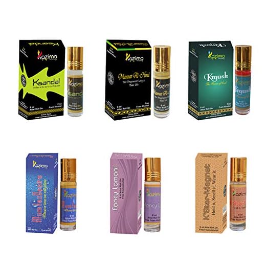 KAZIMA Premium Fragrance Unisex Roll-on Attar Perfume combo (6 Pcs Combo of 8ML) Free From Alcohol (Combo of 6)