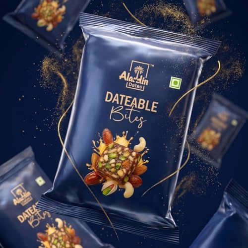 Image of Aladdin Dates Dateable Bites 20g | Dry Fruit Bites | Made with Pure Ghee, Honey, Pista, Cashew & Almonds | No Added Sugar | Healthy Nutty Energy Snack | Gluten-Free & Preservative-Free