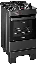 Fogão Esmaltec Ideal Top Glass 4 Bocas Automático Mesa de Vidro Preto Bivolt