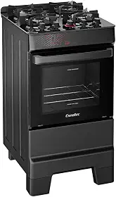 Fogão Esmaltec Ideal Top Glass 4 Bocas Automático Mesa de Vidro Preto Bivolt