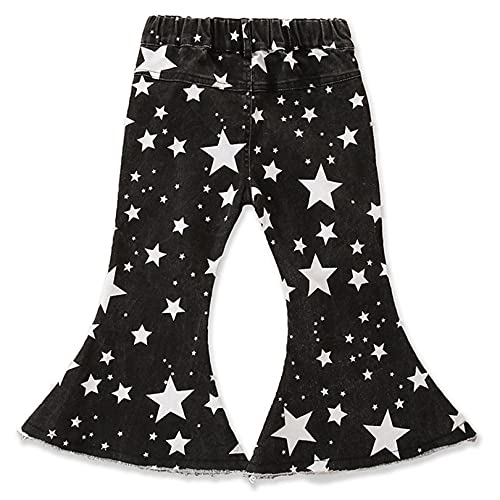 easyforever Toddler Girls Star Printed Jeans Bell Bottom Pants Kids Ruffle Ripped Denim Flare Pants Leggings Trousers2