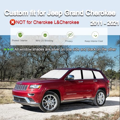 Image of KMF 8pcs Full Window Sun Shades for Jeep Grand Cherokee 2011-2021 Accessories(NOT for Cherokee L&Cherokee), Privacy Car Window Covers for Windshield Side Rear, UV Block and Blackout Camping