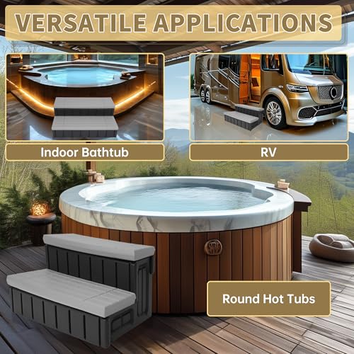 KUAFU Universal Spa Hot Tub Step with Storage - Dark Gray+Black