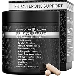 Formulation Factory Self Obsessed 10-in-1 Natural Testosterone Booster for Men, Testosterone Supplement for Men with Shilajit, Tongkat Ali, Fadogia Agrestis, 120 Capsules, 2 Month Supply