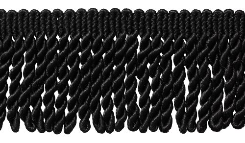 Bordure à franges satinées rideaux et coussins noir de jais 5.5m - 2