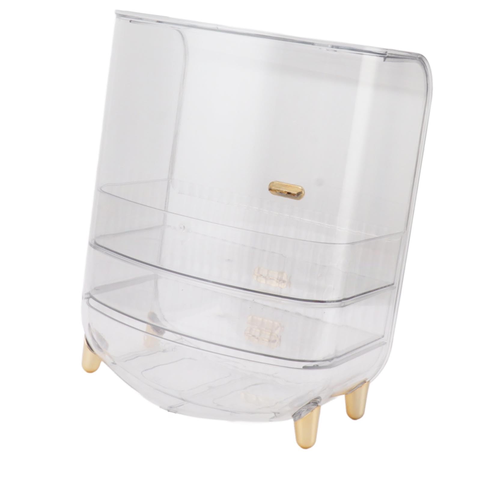 Caja de Almacenamiento de Cosméticos, Organizador de Maquillaje Duradero para el Hogar, Dormitorio, Baño con 3 Capas de Gran Capacidad PET (claro)