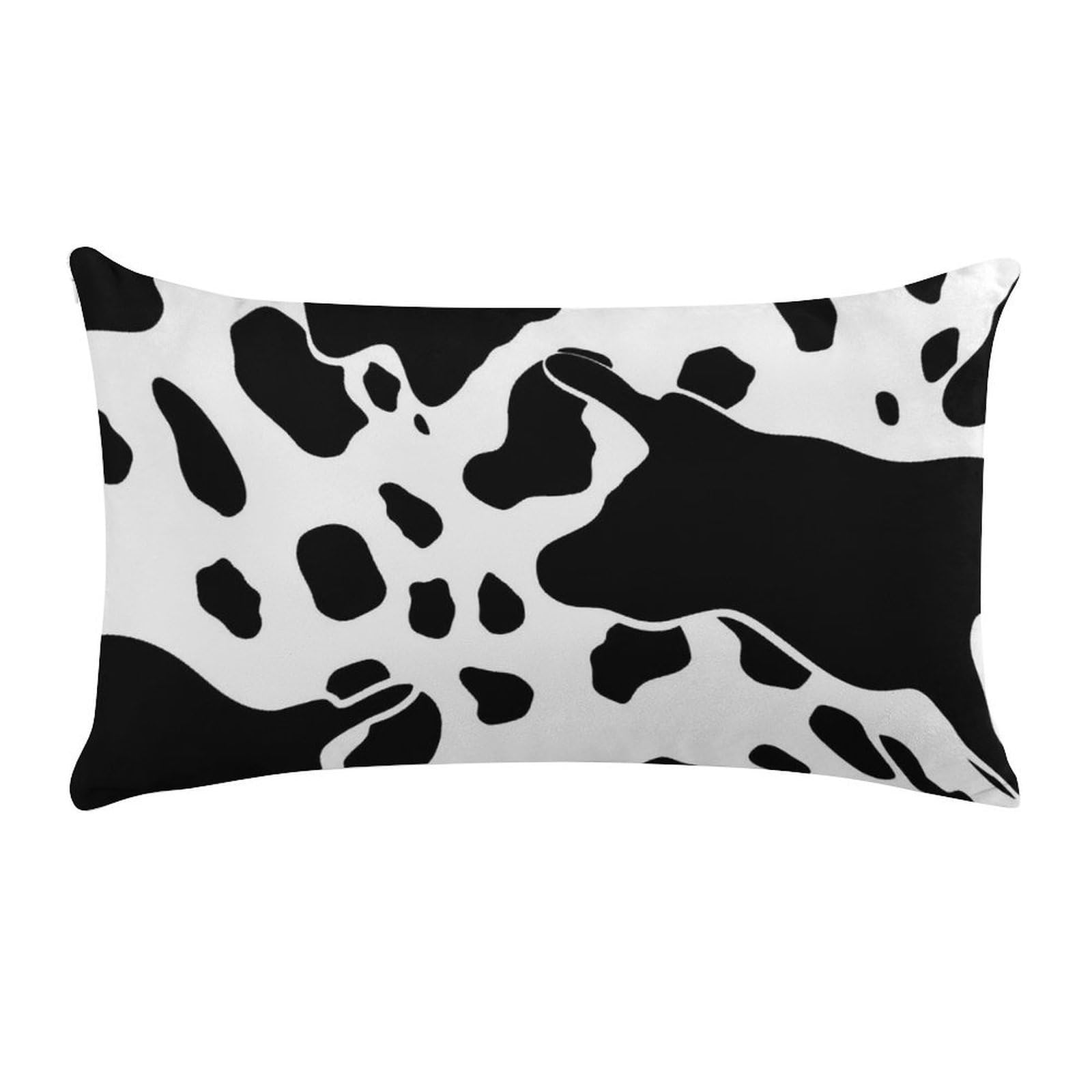 Black and White Cow Print Pillow Cases for Sofa, Super Soft Plush Pillow Cover with Zipper, Luxury Cozy Pillow Shams for All Seasons, Lightweight Pillowcases for Bedroom, 12" X 20"