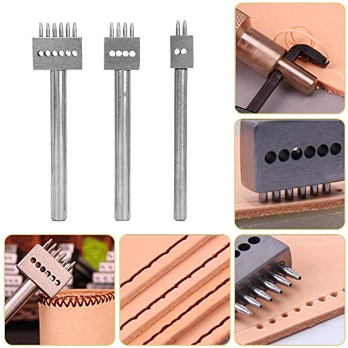 Image of Hole Punch Tool, Leather Craft Kits Durable Belt Punching Tool Spacing Hole Puncher Tool for Leather for DIY for Craft(Spacing 4mm (2+4+6))