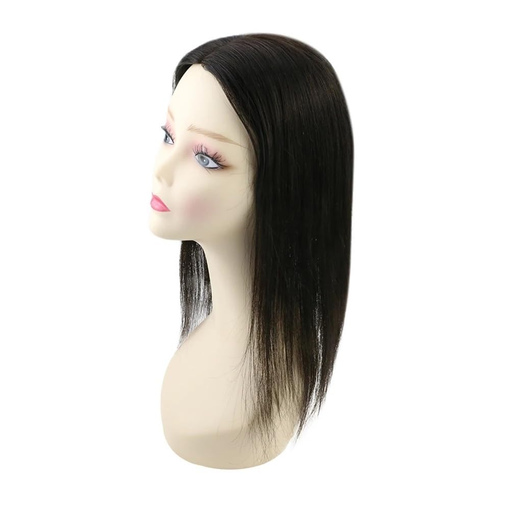 Clip for capelli fatta a mano con base mono 13x13 cm, toppers for capelli umani for donne con capelli diradati(14inches,Natural Black)