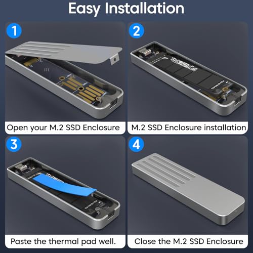 Image of Sounce M.2 NVMe /NGFF SSD Enclosure USB 3.1 Gen2 10Gbps for 2242 /2260 /2280 M-Key /M+B Key PCIe SSD, Supports Dual Protocol NVMe and NGFF SSD, UASP Max 2TB, Aluminium Case (SSD Not Included, Black)