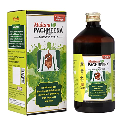 Multani Pachmeena Tonik Digestion Syrup | Ayurvedic Products For Better Digestion | Laxative For Constipation Relief, Gas, Bloating & Abdominal Discomfort | Improves Appetite | Natural Stomach Medicine 450 ML