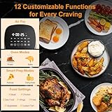 Fullwill Air Fryer with Viewing Window 6QT,5-in-1 Multi-Function(Air Fry,Roast,Bake,Reheat,Dehydrate) plus 7 One-Touch Presets for Wings,Fries,Steak and More,85% Less Oil Cooking for Families