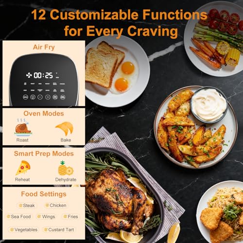 Image of Fullwill Air Fryer with Viewing Window 6QT,12 Cooking Presets,AirFry,Roast,Bake,Reheat,Dehydrate, 1700W Fast Even Heating, Max 400F, Nonstick Basket Dishwasher Safe,for Families and Party