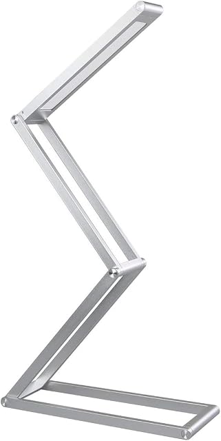 Auraglow Wireless Dimmable Desk Lamp USB Rechargeable Folding LED Reading Light - Silver