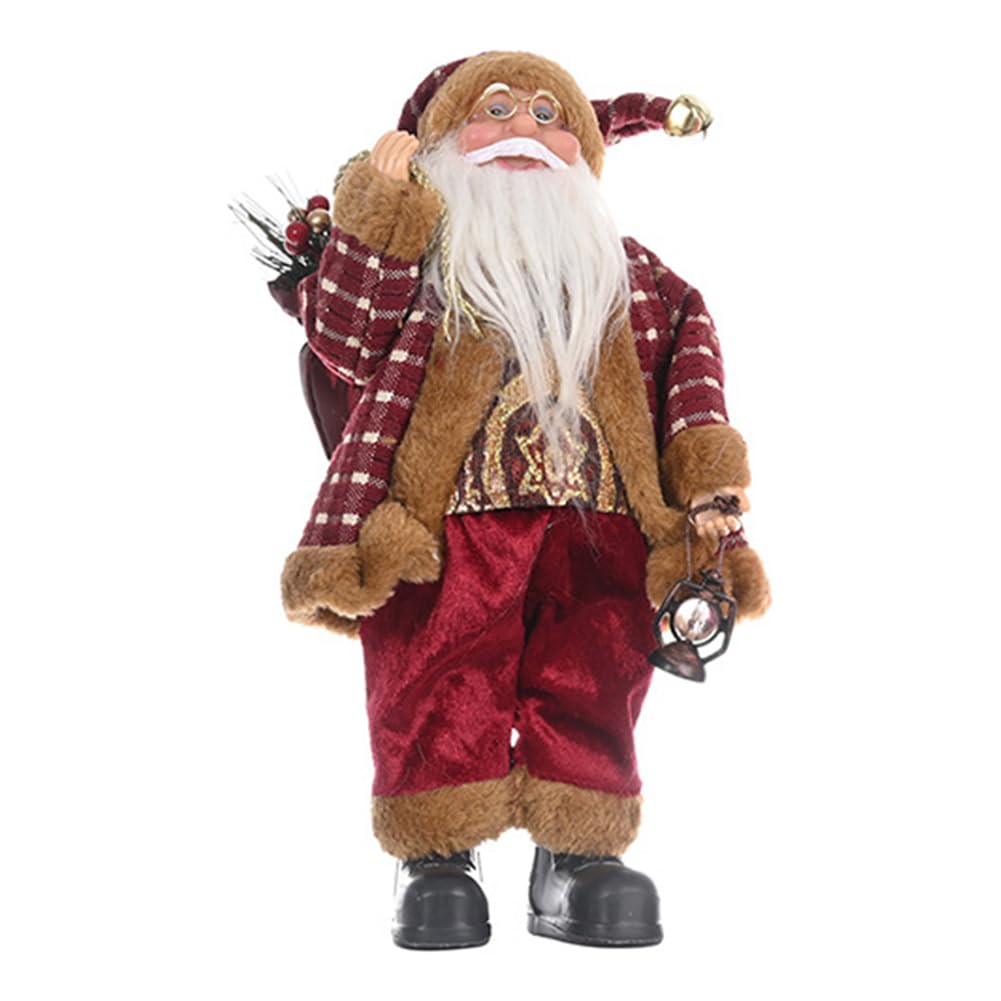 A Standing Sant Claus Statue Mini Holding Presents Christmas Stand Sant Claus Decor With Gift Bag Home Navidad Party Ornaments (A)