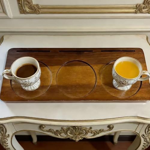 Plateau à café en bois à trois compartiments pour service de luxe