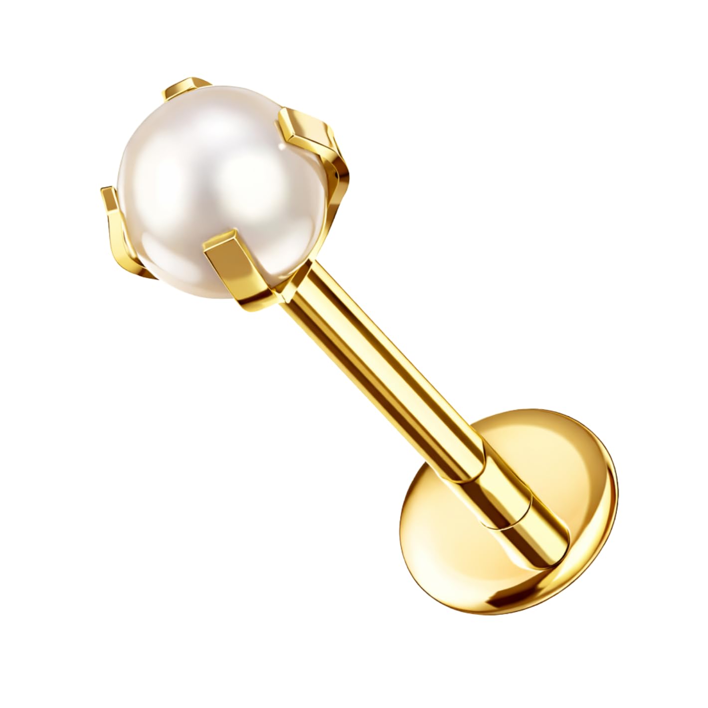 316L Surgical Steel Pearl Threadless Tragus Labret – 18G (1.0mm) 6mm | 3mm Pearl | Sold as a single piece-image-5
