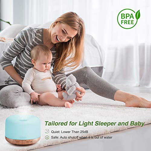 ASAKUKI 500ml Premium Essential Oil Diffuser, 5 In 1 Ultrasonic Aromatherapy Fragrant Oil Vaporizer Humidifier, Purifies The Air, Timer and Auto-Off Safety Switch, 7 LED Light Colors - Image 12