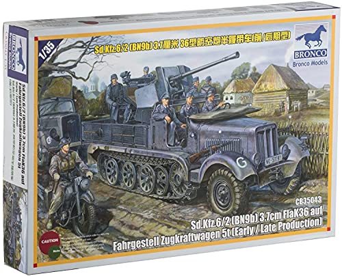 Flak36 3,7 cm Bronco Models cb35043 : kit polyvalent de début et fin de production