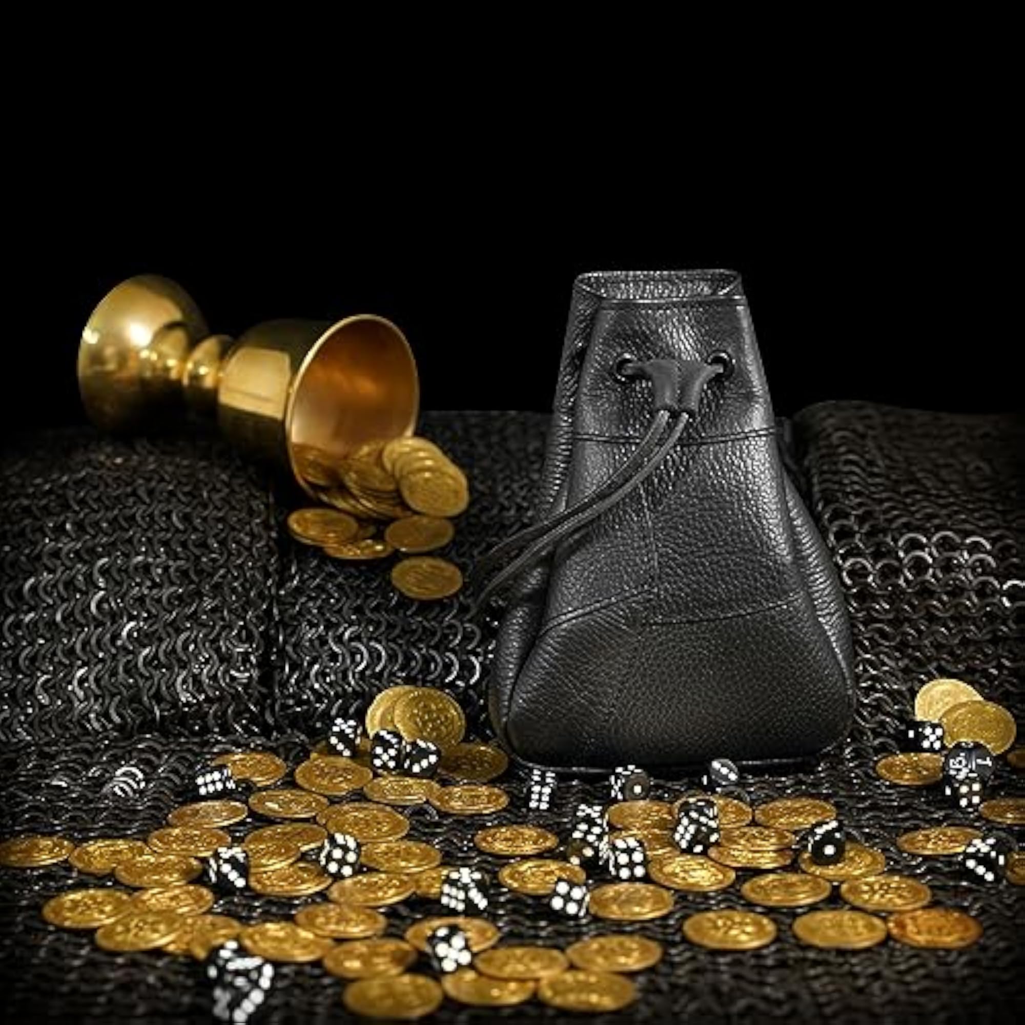 Medieval Full Grain Leather Drawstring Bag