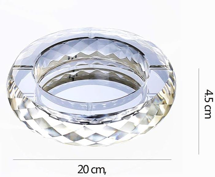 Ashtray - Cigarette Ashtray Round Crystal Tabletop Ash Tray with 4 Slots - for Indoor and Outdoor Use (Size : 18 * 4.5Cm) Home Decoration / 15x4cm