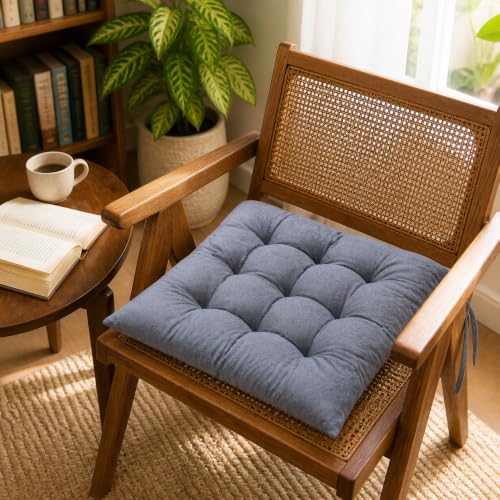 Image of CASA-NEST Chair Pad Cushion 45x45 cm 1 Pc, Tufted Seat Cushion for Dining Chair, Study Chair, Office Chair, Grey