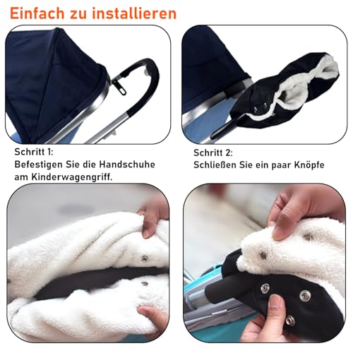 Handwärmer Kinderwagen,Wasserdichter Winddicht Warme mit Flanell Stroller Handschuhe,Kinderwagenschaukler Winter Zubehör,Universalgröße Buggy Handmuff,Schön Warm,für Kinderwagen Buggys Fahrradanhänger