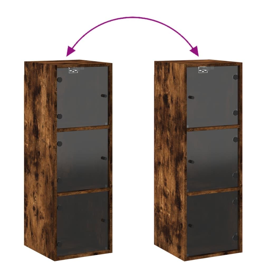 vidaXL Mobile a Muro con Ante in Vetro Rovere Fumo 35x37x100 cm