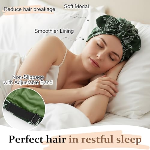 Image of Ababalaya Satin Lined Beanies for Women Chemo Headwear Silky Lined Cotton Sleeping Cap