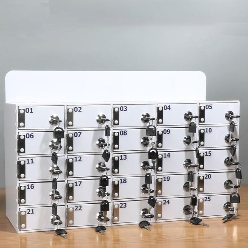 Acrylic Wall-Mounted Cell Phone Locker Box with 25 Slots, Secure Storage Cabinets with Door Locks & Keys for Schools, Offices, Gyms - Ideal for Safe Device Storage