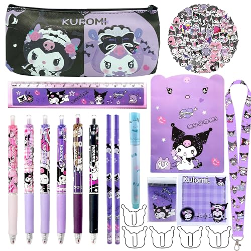 Kit Cadeau Fournitures Scolaires - Trousse, Stylos, Règle, Autocollants | Pour Enfants & Écoliers - Design Mignon