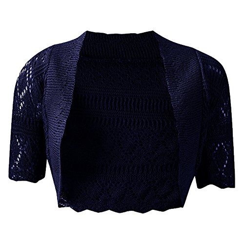 Chaqueta de manga corta para mujer en punto de ganchillo calado