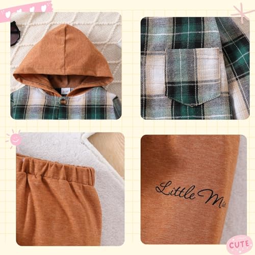 Image of OLMRJKD Toddler Baby Boy Clothes Plaid Long Sleeve Hoodie Sweatshirt + Pants 2pcs Boys Outfit Set